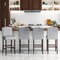 Costway Set of 2 Bar Stools 30" Upholstered Kitchen Breakfast Nailhead Bar Chairs Gray